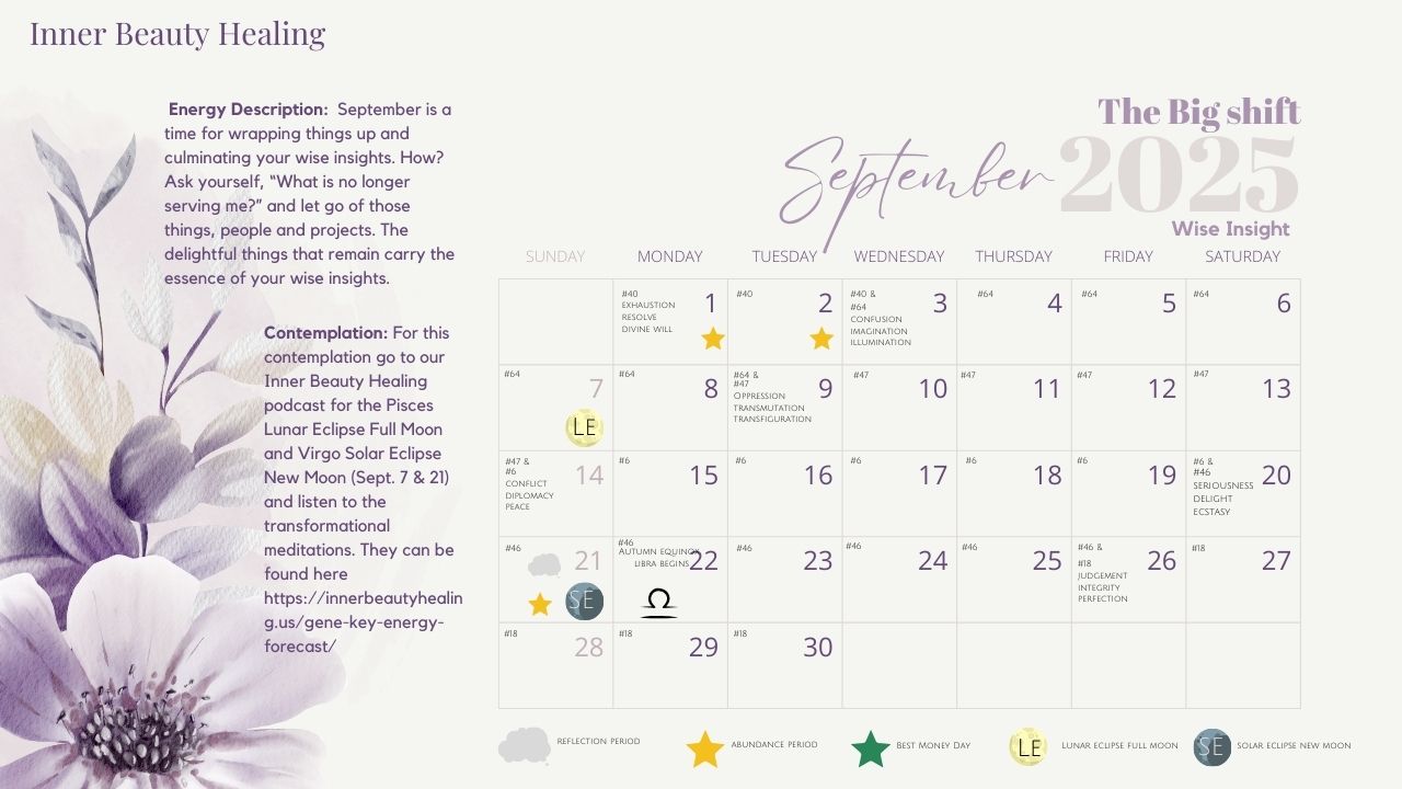 September 2025 IBH Calendar September 2025 Inner Beauty Healing Calendar
